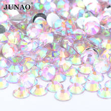 JUNAO россыпью 2 3 4 5 6 мм блестящие розовые стразы с плоской задней стенкой, блестящие стразы из смолы без горячей фиксации, украшение для дизайна ногтей 2024 - купить недорого