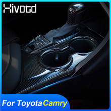 For Toyota Camry 2020 Accessories Central Control Gearshift Panel Cover ABS Water Cup Frame Decoration Sticker Car Styling 2019 2024 - buy cheap