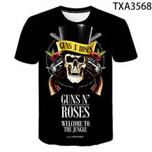 Новинка 2020, футболка с 3D принтом Guns N Roses Band, Мужская Женская и детская модная забавная крутая футболка в стиле Харадзюку, уличные Топы в стиле хип-хоп 2024 - купить недорого