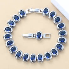 Bridal Jewelry Bracelet Blue Cubic Zirconia Women Wedding  Costume Adjustable Length For Women Gift 2024 - buy cheap