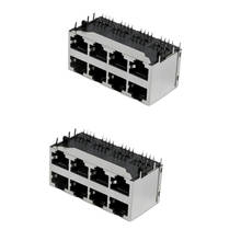 10Pcs Sample 2x4 Ports 59 Series Stack-up Female RJ45 Ethernet Network LAN PCB Socket Connector Jack 2024 - buy cheap