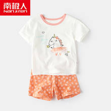 Conjuntos de pijama de verão de nanjiren para crianças shorts camisa de sono conjunto de roupas de bebê meninas unicórnio conjuntos de pijama de algodão das crianças 2024 - compre barato