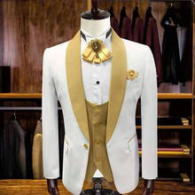 ANNIEBRITNEY White Men 3 Piece Formal Slim Fit Suits Set Custom Wool Groom Wedding Tuxedo Slim Fit Prom Wedding Business Suit 2024 - buy cheap