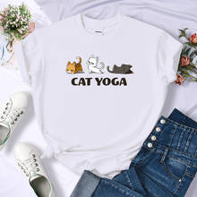 Camiseta feminina vintage casual, camiseta de trabalho para mulheres 3 gatinhos com gola redonda, linha verão 2024 - compre barato