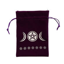 Velvet Moon Phase Tarot Storage Bag Star Moon Pattern Protective Card Sack Embroidery Drawstring Bags Board Game Case 2024 - buy cheap