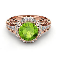 Модные обручальные Обручальные кольца зеленого цвета с кубическим цирконием, камень розового золота, кольцо в виде цветка, ювелирное изделие для женщин anel, Лидер продаж 2024 - купить недорого