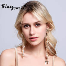 Flatfoosie Gold Color Leaf Long Drop Earrings For Women Bohemian Flower Vintage Tassel Fringe Hanging Dangle Earring Jewelry New 2024 - buy cheap