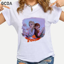 Frozen II Queen Elsa Princess Anna Print T Shirt Women Harajuku Kawaii Fashion T-shirt Graphic Cute Cartoon Tshirt Tees Female 2024 - buy cheap