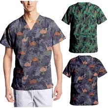 Nursing Uniform Scrubs For Men Camouflage Pockets Short Sleeve V-neck Tops Nurse Working Uniform T-shirts медицинская одежда q5 2024 - buy cheap