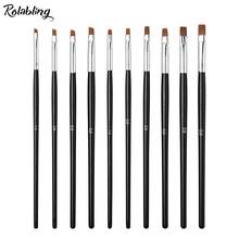 Rolabling 10PCS Gel Pen Manicure Brushes Flat & Tilted Head Acrylic Nail Art Brush For UV Gel Brushes Painting Nail Tools 2024 - buy cheap