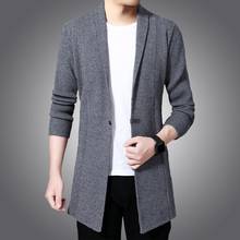 Cardigã masculino manga x, casaco longo de malha, jaquetas fahison, botão único, casaco casual para homens 2024 - compre barato