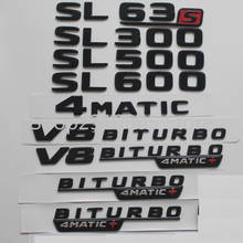 Emblema de números de letras de maletero negro brillante para Mercedes Benz R230 R231 SL63 SL65 S63L S65L AMG SL350 SL400 SL500 4matic 2017 Font 2024 - compra barato