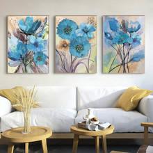 Tela azul sol flor nórdica, posteres e impressões, arte da parede, pintura de arte impressão imagens para decoração de sala de estar 2024 - compre barato