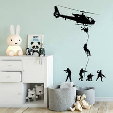 Adesivo de parede de helicóptero, adesivo militar de soldados, decalque swat, comando, crianças, meninos, quarto, decoração criativa de sala de estar, pouso 2024 - compre barato
