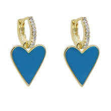 Round Hoop Dangle Earrings Neon Blue Pink Bright Fluorescent Jewelry Enamel Geometric Heart CZ Rainbow Gold Color Earring 2024 - buy cheap