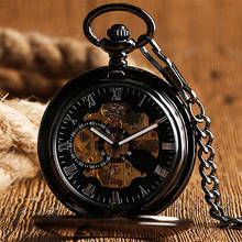 Relógio mecânico de bolso, relógio pingente mecânico antigo de auto-enrolamento com corrente de exibição de algarismos romanos 2024 - compre barato