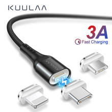 Магнитный кабель KUULAA Micro USB C, адаптер для быстрой зарядки для iPhone, Xiaomi, Huawei, зарядное устройство, магнитный кабель USB Type-C для быстрой зарядки 2024 - купить недорого