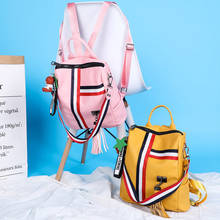 Mochila feminina com pingente de urso, mochila escolar de couro macio com borla, grande bolsa de ombro para viagem 2021 2024 - compre barato