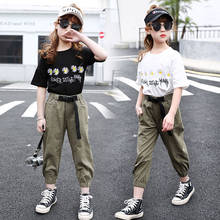 2021 summer Costume for Girls Teenage Kids Clothing Set Pants + Flower Tees Girls Tracksuit  2PCS Clothes 6 8 10 12 13 14 Years 2024 - buy cheap