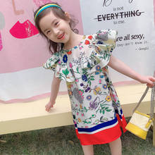 2022 New Summer Girls' Dress Fashion Flower Casual  Flying Sleeve  Party Princess Dress Cute Children's Baby Kids Girls Clothing 2024 - buy cheap