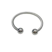 new free size 316L stainless steel cable bangle women fashion twist cable cuff bangle bracelet with SS bead CARA0391 2024 - buy cheap