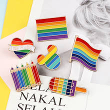 High quality Pride Rainbow Flags Brooch Intersex Enamel Pins Cute Heart Gay Brooches Badge Denim Jackets Jewelry for Kids Women 2024 - buy cheap
