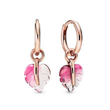 BaoFu-pendientes de plata esterlina 925 para mujer, aretes con forma de hoja de cristal de Murano rosa, joyería alta, regalo, novedad 2024 - compra barato