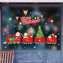 Merry Christmas стикер на стену s Мультфильм Снеговик Санта для витрины, стекла украшение, наклейки из ПВХ Рождество Домашний декор настенные наклейки 2024 - купить недорого
