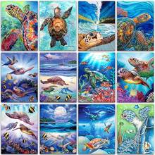 AB-pintura de diamantes de colores, mosaico bordado redondo y cuadrado completo de dibujos animados de animales, tortuga marina, Océano, decoración para el hogar 2024 - compra barato