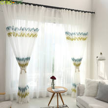 Cortinas de tul bordadas de estilo nórdico para ventana, visillo de rejilla transparente para cocina, dormitorio, sala de estar y balcón, color blanco, GYV1114 2024 - compra barato