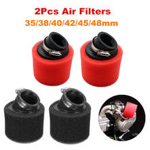 2x 35/38/40/42/45/48mm dobrar cotovelo pescoço esponja universal motocicleta filtro de ar mais limpo ciclomotor 50cc-250cc atv scooter pit dirt bike 2024 - compre barato