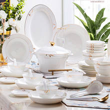 Jingdezhen louça de cerâmica chinesa tablewar, conjunto de talheres de mesa para arroz, tigela, salada, macarrão, prato 2024 - compre barato