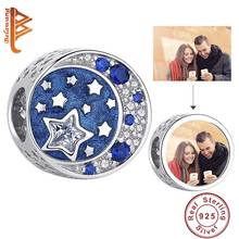 BELAWANG Authentic 925 Sterling Silver Star & Moon Legend Clearly CZ Beads fit Women Bracelets Customize Photo DIY Jewelry Gift 2024 - buy cheap