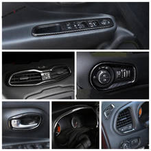 Kit de reinstalação de interior de fibra de carbono, botão de elevação/farol/painel ac/painel de cobertura do painel de painel para jeep renegade 2015 - 2020 2024 - compre barato