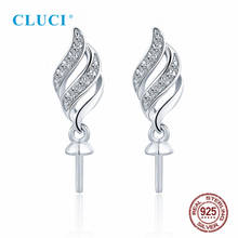 CLUCI Real 100% 925 Sterling Silver Twist CZ Pearl Dangle Women Stud Earrings Mountings Engagement Wedding Pearl Jewelry SE175SB 2024 - buy cheap