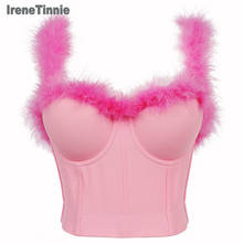 Irene Tinnie Solid Pink Performance Crop Top To Wear Out Autumn Corset Top Sexy Tops Women Bra Push Up Bustier Female Tops Mujer 2024 - buy cheap