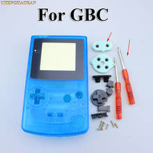 ChengHaoRan 1set Clear Blue Full Housing Shell case cover for GBC Gameboy Color with Conductive Rubber Screwdrivers 2024 - buy cheap