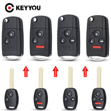 KEYYOU 10pcs Modified Uncut Blade Remote Car Key Shell For Honda Fit Accord Civic CRV Pilot Insight Jazz HRV Fob Flip Case Cover 2024 - buy cheap