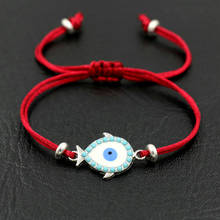 Pulsera de ojo de pez de Color plateado para mujer, brazalete de cuerda roja con cuerdas de hilo, pulsera de ojo malvado, joyería 2024 - compra barato
