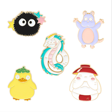 Figuras de acción de Dust Soot, Haku, pato amarillo, broche con ratón, insignia, Pin para solapa, juguete, 20/lote 2024 - compra barato