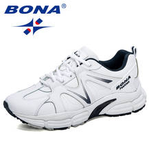 Мужские кожаные кроссовки BONA, черные повседневные Дизайнерские кроссовки для активного отдыха, нескользящая обувь для прогулок, 2020 2024 - купить недорого