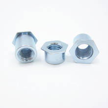 50pcs M2 hexagon press rivets nuts column hex pass hole carbon steel rivet nut galvanized outer diameter 4.2mm 3mm-6mm length 2024 - buy cheap