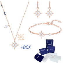 Nueva joyería de moda para mujer, accesorios para chica romántica, regalo, pendientes de estrella de cristal, conjunto de collar y pulsera 2024 - compra barato