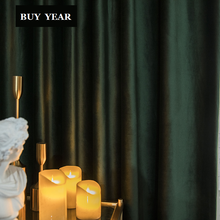 Americano veludo cortinas para sala de jantar quarto nordic veludo grosso luxo sombreamento high-end cortina retro verde escuro 2024 - compre barato