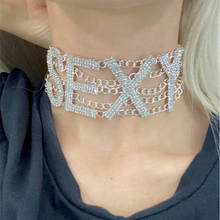 Fashion Rhinestone SEXY Letter Choker Necklace Luxury Crystal Bijoux Femme Bling Glam Sparkly Women's Jewelry Accessories 2024 - buy cheap