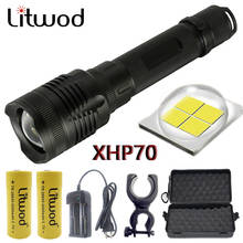 Litwod-linterna LED táctica Z20 P78 Original CREE XHP70, lámpara de chip de 32w, 3200lm, potente lente de zoom, batería 10000 de 26650 mAh 2024 - compra barato