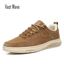 VastWave Genuine Leather Pig Skin Mens Shoes Casual Slip Resistent Luxury Man Leisure Leather Shoes For Male Canvas shoe 2024 - buy cheap
