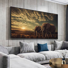 African Savannah Two Elephants Canvas Art Painting Posters and Prints Scandinavian Cuadros Wall Art Picture for Living Room 2024 - buy cheap