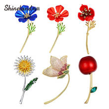 Shineland, высокое качество, богемный цветной цветок, эмаль, стразы, броши для женщин, зажимы для шарфа, свадебное украшение, ювелирное изделие, подарок 2024 - купить недорого
