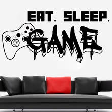 Игровой контроллер, настенная наклейка, видеоигра, Виниловая наклейка, цитата «Eat Sleep», фреска, геймерский Декор 2024 - купить недорого